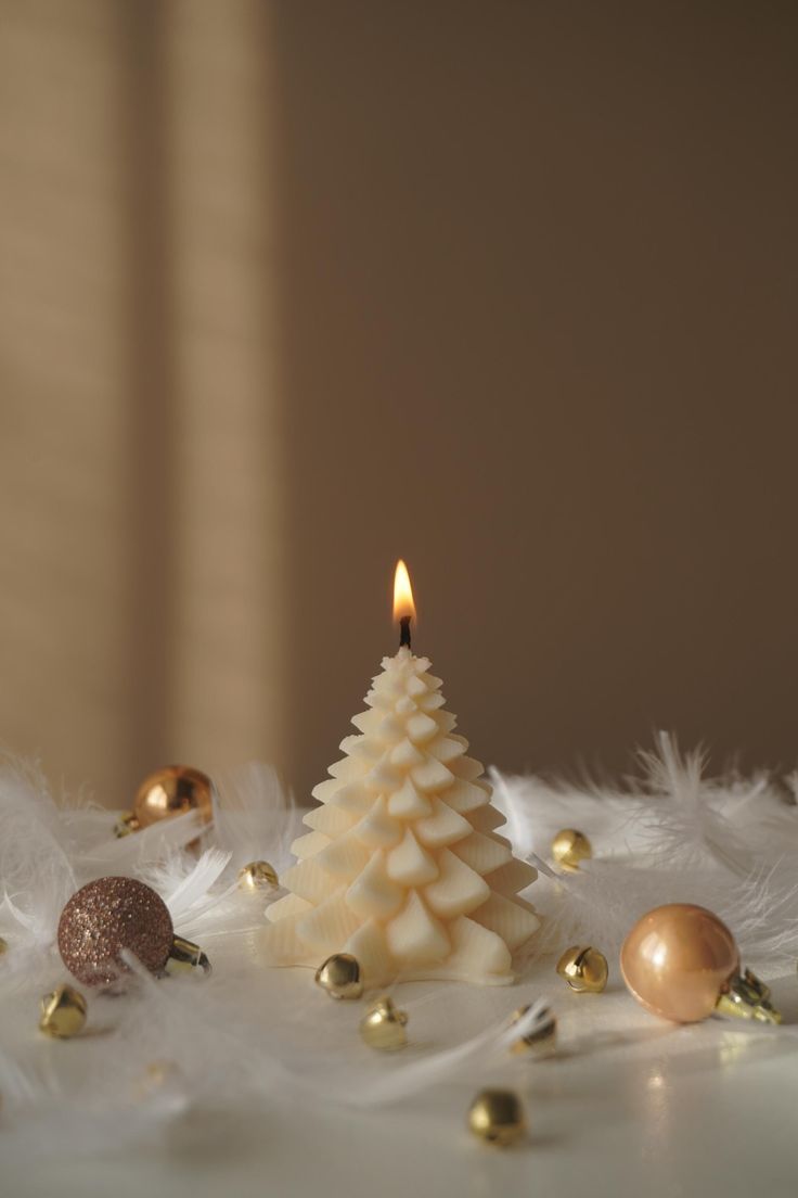 Luxury Christmas Tree Pillar Candle | Handmade Holiday Gift